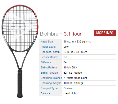 Dunlop Biofibre F 3.1 Tour Tennis Racket