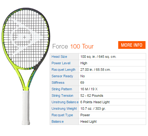 Dunlop Force 100 Tour Tennis Racket